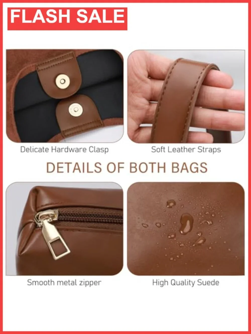 Vegan Leather 2-Piece Purse Set Slouchy Hobo & Suede Tote Bag